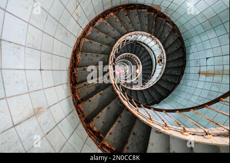 The staircase of the lighthouse Phare de la Coubre, the fifth-highest of France and the highest of the departement Charente-Maritime Stock Photo