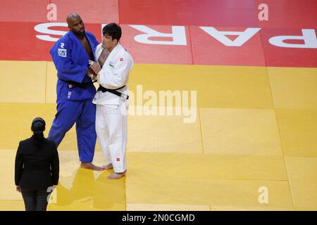 Teddy Riner (FRA) won against Alisher Yusupov (UZB) in semi final Men +100kg category during the International Judo Paris Grand Slam 2023 (IJF) on February 5, 2023 at Accor Arena in Paris, France - Photo Stephane Allaman / DPPI Stock Photo