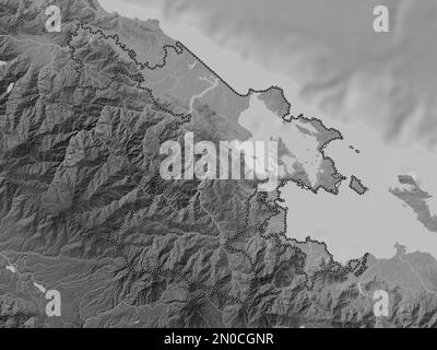 Bocas del Toro, province of Panama. Grayscale elevation map with lakes and rivers Stock Photo