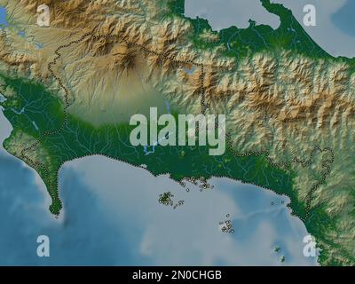 Chiriqui, province of Panama. Colored elevation map with lakes and ...