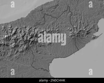 Cocle, province of Panama. Bilevel elevation map with lakes and rivers Stock Photo