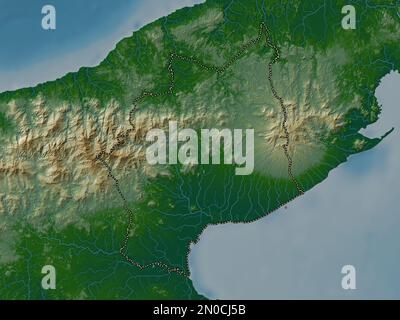 Cocle, province of Panama. Colored elevation map with lakes and rivers Stock Photo