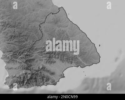 Los Santos, province of Panama. Grayscale elevation map with lakes and rivers Stock Photo