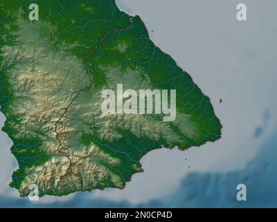 Los Santos, province of Panama. Colored elevation map with lakes and rivers Stock Photo