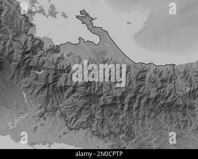 Ngobe Bugle, indigenous territory of Panama. Grayscale elevation map with lakes and rivers Stock Photo