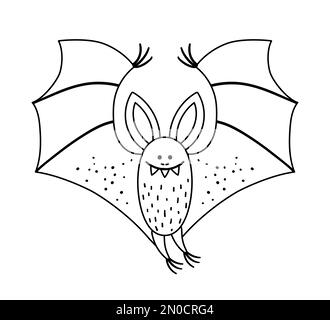 Flying Bat Halloween Coloring Page Isolated Stock Vector Image & Art ...