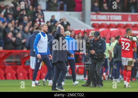 Steve Cooper manager of Nottingham Forest celebrates his teams win after the Premier League match Nottingham Forest vs Leeds United at City Ground, Nottingham, United Kingdom, 5th February 2023  (Photo by Gareth Evans/News Images) Stock Photo