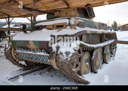 LENINGRAD REGION, RUSSIA - FEBRUARY 05, 2023: German light tank 'LUCHS' close-up. Military Historical Park 'Steel landing', Krasnoe Selo Stock Photo