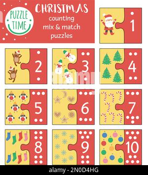 Christmas Matching Game For Kids. Mix And Match Educational Activity ...