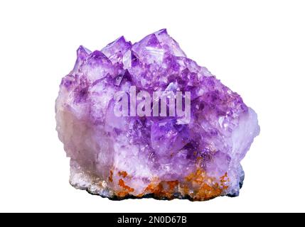 Closeup of an psolated purple amethyst crystal stone Stock Photo