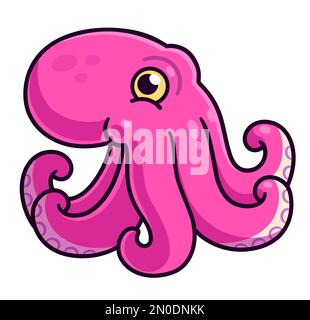 Octopus cartoon drawing, isolated vector illustration. Stock Vector