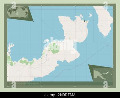 East New Britain, province of Papua New Guinea. Open Street Map. Corner auxiliary location maps Stock Photo