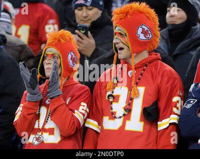 Kansas City Chiefs fans wear Patrick Mahomes jerseys as they tailgate  before an NFL football game against Cincinnati Bangals in Kansas City, Mo.,  Sunday, Oct. 21, 2018. (AP Photo/Nati Harnik Stock Photo 