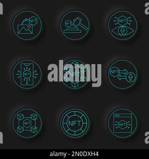 NFT technology line icon set. Crypto Icon or Logo Symbol vector illustration Stock Vector