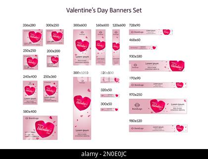 Set of standard web advertising and marketing banners, Valentines Day Stock Vector