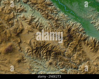 Jiwaka, province of Papua New Guinea. Colored elevation map with lakes and rivers Stock Photo