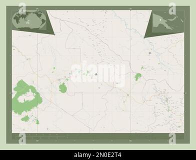 Jiwaka, province of Papua New Guinea. Open Street Map. Corner auxiliary location maps Stock Photo