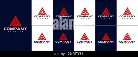 Modern A letter logo template vector. Simple letter A logo design set. Stock Vector