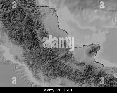 Oro, province of Papua New Guinea. Grayscale elevation map with lakes and rivers Stock Photo