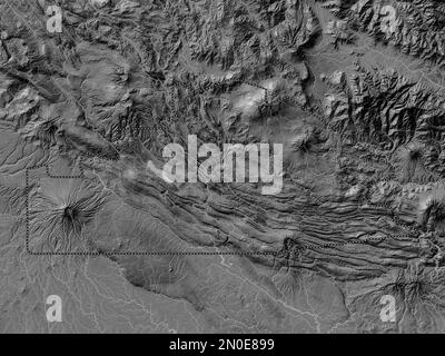 Southern Highlands, province of Papua New Guinea. Bilevel elevation map with lakes and rivers Stock Photo