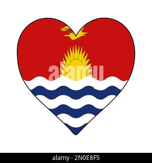 Kiribati Heart Shape Flag. Love Kiribati. Visit Kiribati . Vector Illustration Graphic Design. Stock Vector