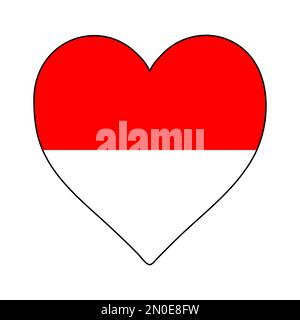 Indonesia Heart Shape Flag. Love Indonesia. Visit Indonesia. Vector Illustration Graphic Design. Stock Vector
