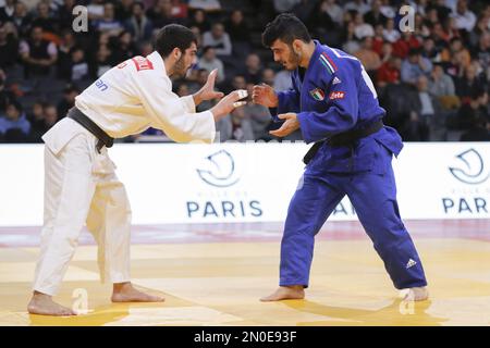 Lorenzo Parodi (ITA) lost against Tato Grigalashvili (GEO) during the International Judo Paris Grand Slam 2023 (IJF) on February 5, 2023 at Accor Arena in Paris, France - Photo: Stephane Allaman/DPPI/LiveMedia Stock Photo