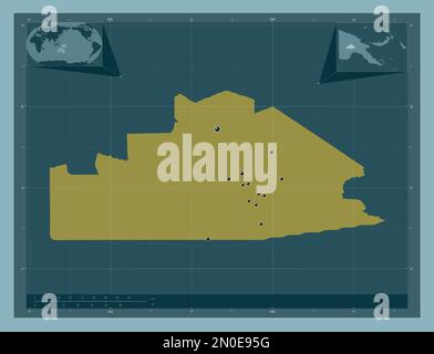 Southern Highlands, province of Papua New Guinea. Solid color shape. Locations of major cities of the region. Corner auxiliary location maps Stock Photo