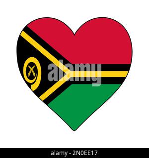 Vanuatu Heart Shape Flag. Love . Visit Vanuatu . Vanuatu Vector Illustration Graphic Design. Stock Vector