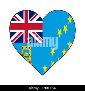 Tuvalu Heart Shape Flag. Love Tuvalu. Visit Tuvalu. Vector Illustration Graphic Design. Stock Vector