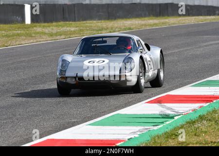 Scarperia, 3 April 2022: Porsche 904 GTS 1964 in action during Mugello Classic 2022 at Mugello Circuit in Italy. Stock Photo