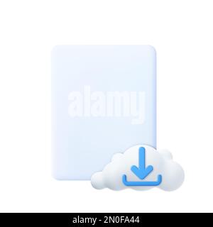 3d Document cloud download. Stock Vector