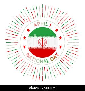 Iran national day badge. After holding a referendum, Iran officially became an Islamic republic in April 1979. Celebrated on April 1. Stock Vector