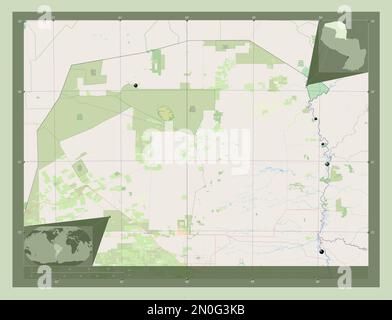 Alto Paraguay, department of Paraguay. Open Street Map. Locations of major cities of the region. Corner auxiliary location maps Stock Photo