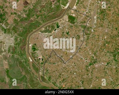 Asuncion, capital district of Paraguay. Low resolution satellite map Stock Photo