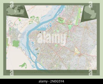 Asuncion, capital district of Paraguay. Open Street Map. Locations of major cities of the region. Corner auxiliary location maps Stock Photo