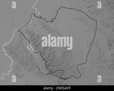 Cordillera, department of Paraguay. Grayscale elevation map with lakes and rivers Stock Photo