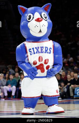 Philadelphia 76ers' mascot Air Franklin performs for the