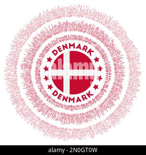 Denmark symbol. Radiant country flag with colorful rays. Shiny sunburst with Denmark flag. Neat vector illustration. Stock Vector