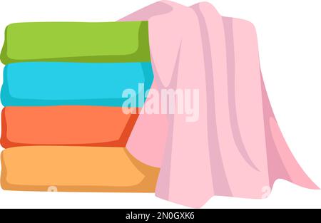 Color clothes stack. Folded towels cartoon icon Stock Vector