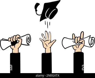hand holding graduation certificate roll Stock Vector Image & Art - Alamy