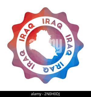 Republic of Iraq low poly logo. Colorful gradient travel logo of the country in geometric style. Multicolored polygonal Republic of Iraq rounded sign Stock Vector