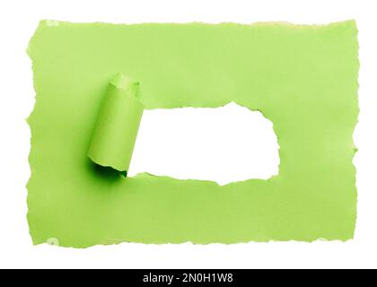 Paper peel, torn paper with space a white background for text showing. Empty space for your message. Stock Photo