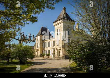 Wine Estate Chateau Carignan, castle, Carignan de Bordeaux, France. Stock Photo