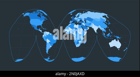 Map of The World. Goode's interrupted homolosine projection. Globe with ...