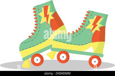 Colored and bright roller skates from the 90s.  Stock Vector