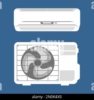 Air conditioner system. external and internal unit and remote control Stock Vector