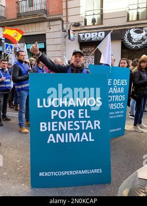 Madrid, Spain, 05 February, 2023. Protest against the animal law at city center Stock Photo