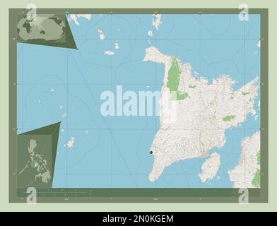 Antique, province of Philippines. Open Street Map. Corner auxiliary location maps Stock Photo
