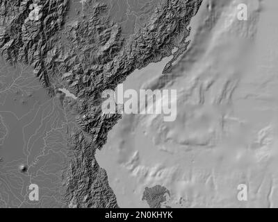 Aurora, province of Philippines. Bilevel elevation map with lakes and rivers Stock Photo